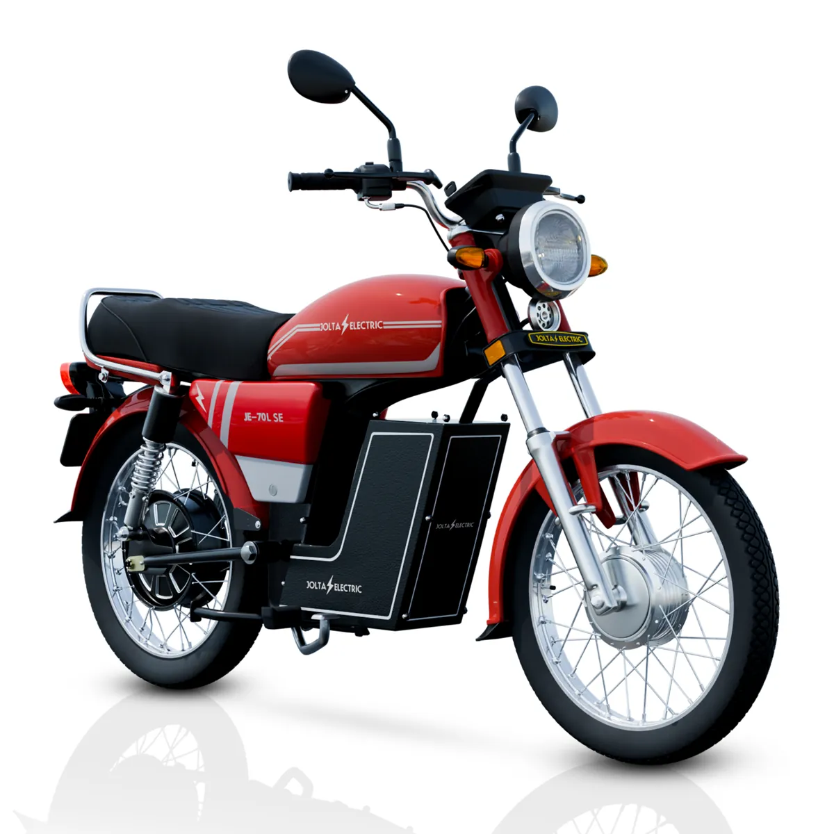 JE-70L SE Bolt electric motorcycle, three-quarter, spoke wheels