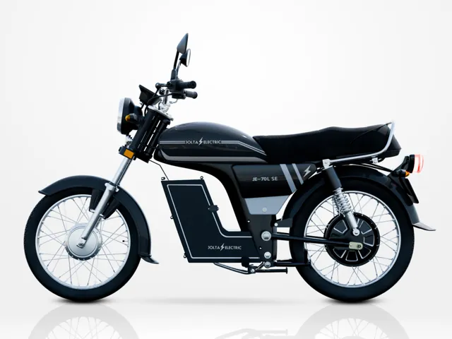 JE-70L SE Bolt electric motorcycle, black, spoke wheels, side view