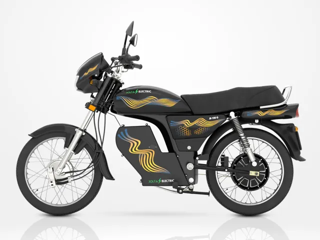 JE-100G Fox electric motorcycle, black, side view