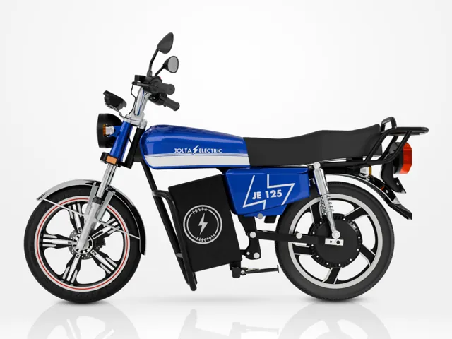 JE-125L electric motorcycle, blue, side view