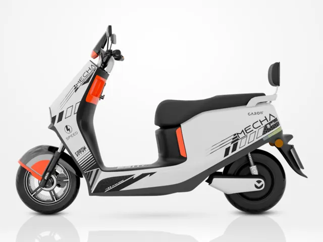 Mecha electric scooty, ice white, side view
