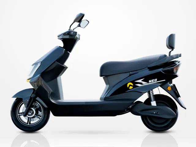 Neo electric scooty, charcoal, side view