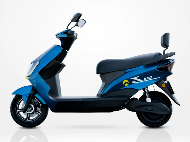 Neo electric scooty, blue, side view