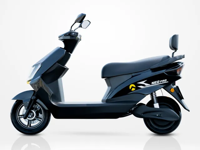 Neo Pro electric scooty, charcoal, side view