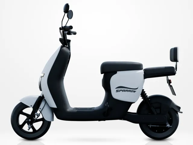 Sparrow electric scooty, white, side view