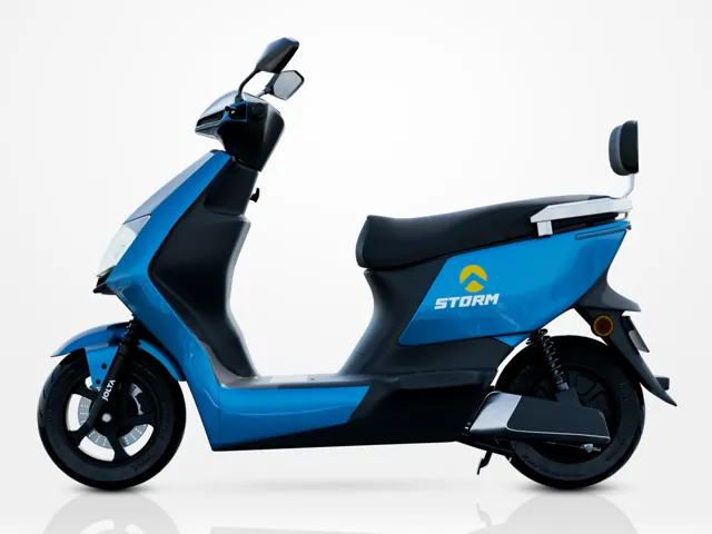 Storm electric scooty, blue, side view
