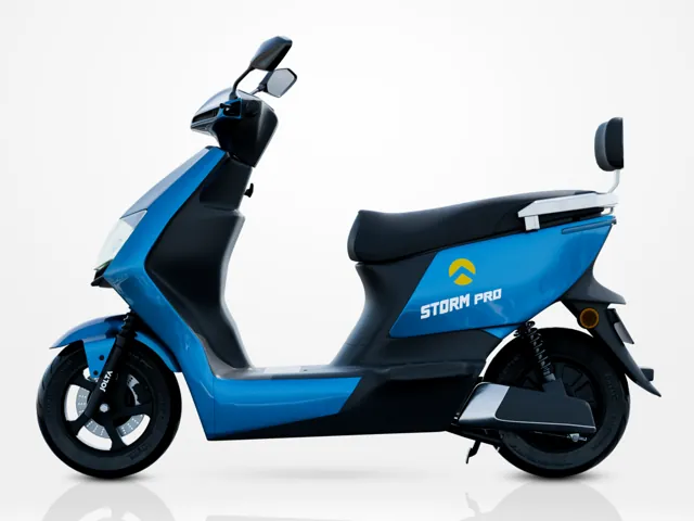 Storm Pro electric scooty, blue, side view
