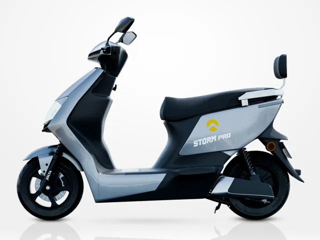 Storm Pro electric scooty, silver, side view