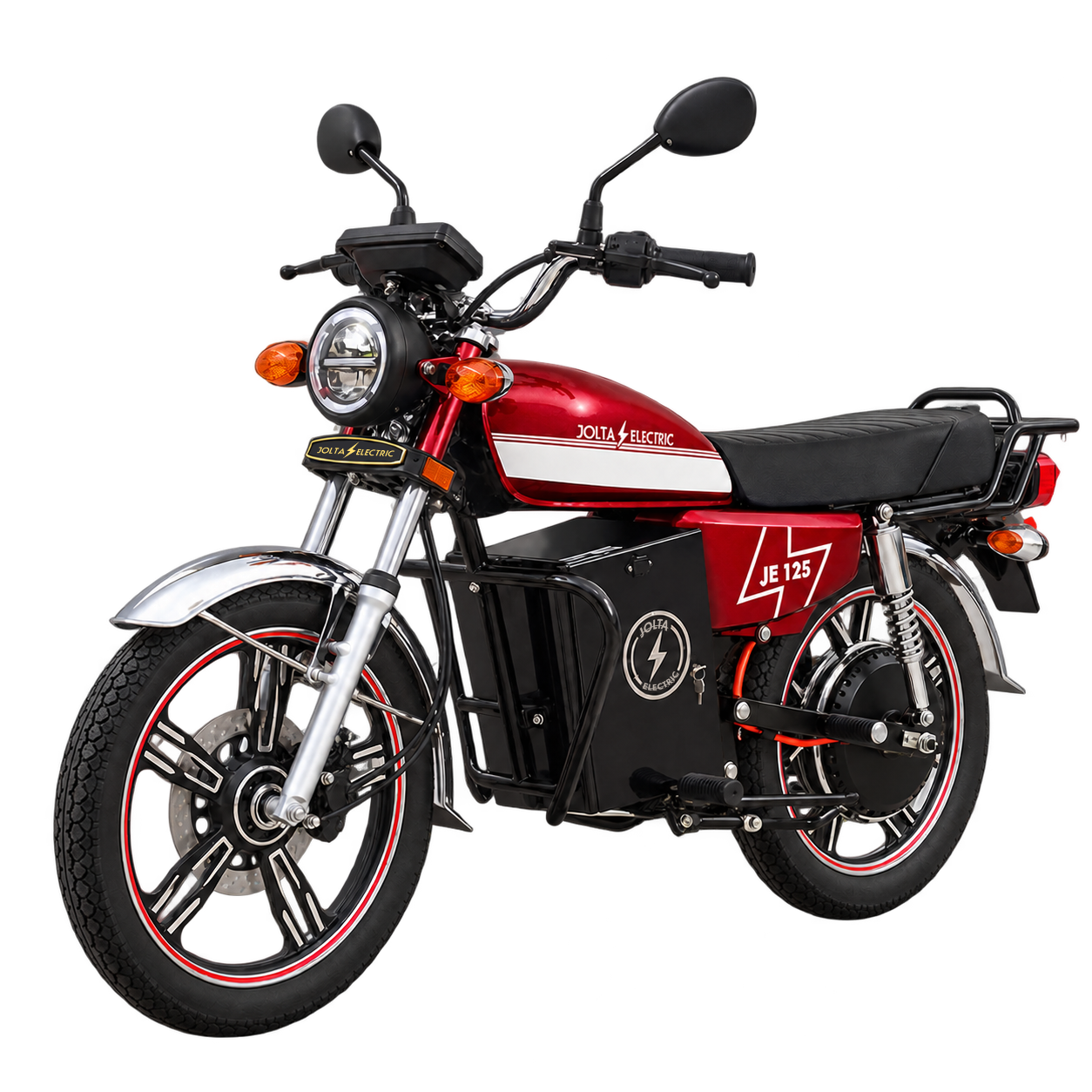 Jolta JE-125L electric motorcycle in deep red