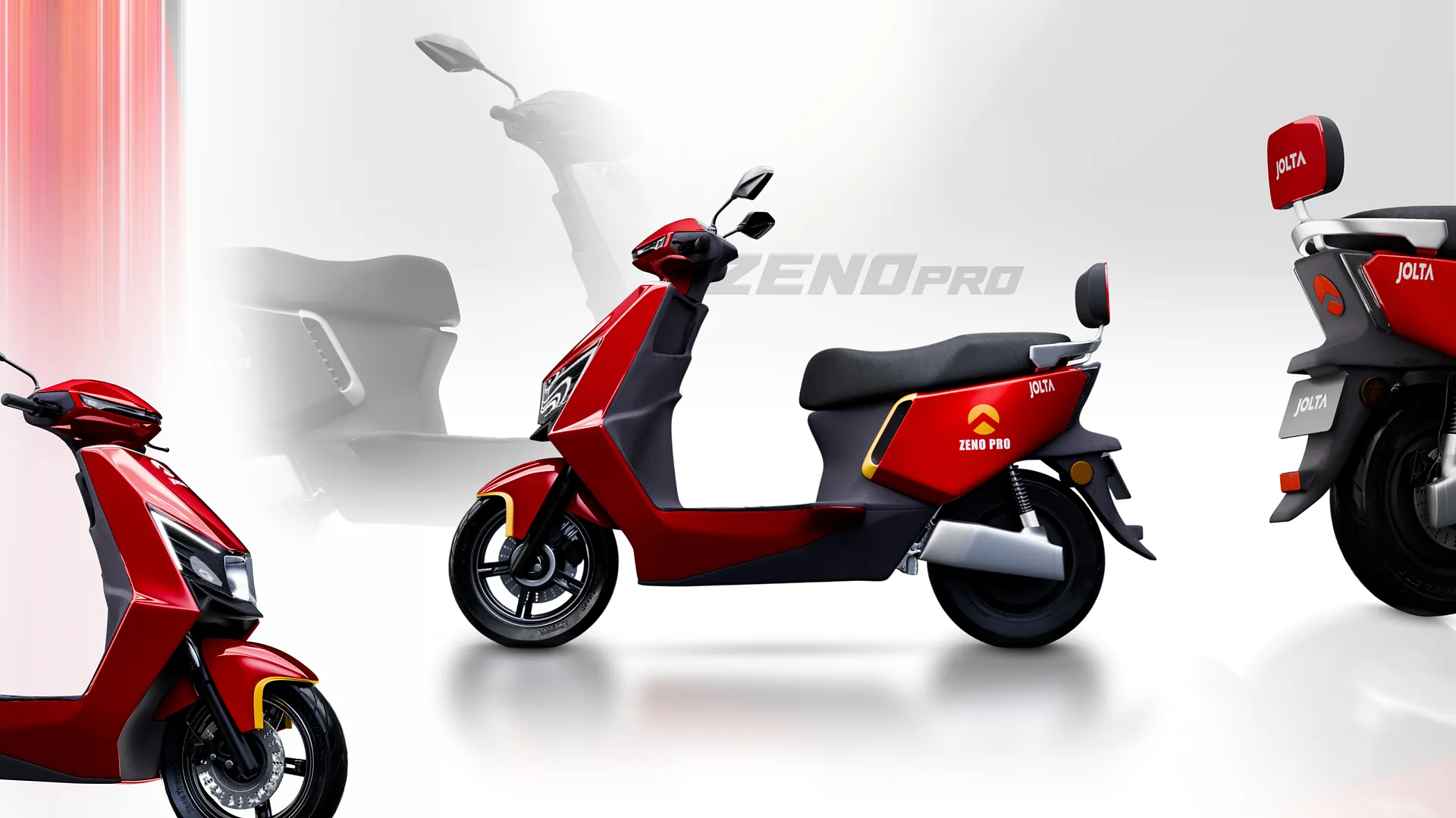 Jolta Zeno Pro electric scooty in red.